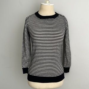 J.Crew black and white striped crew neck sweater